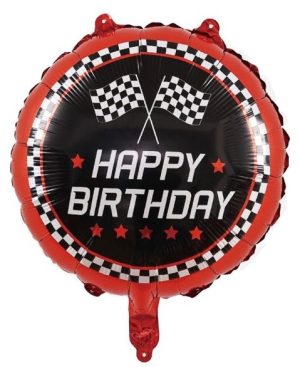 Balão Foil Redondo Happy Birthday Corrida 35.5x35.5Cm