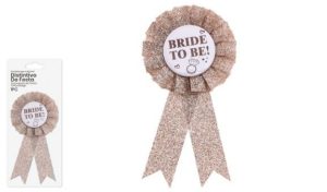 Crachá Broche Rose Gold Bride to Be 9.5x16cm