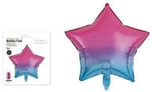 Balão Foil Estrela Gradiente Rosa-Azul 45Cm