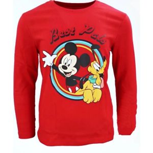 T-Shirt de Menino Manga Comprida Vermelha Mickey Best Pals