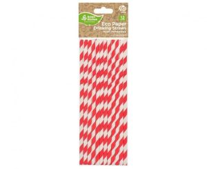 Blister 12 Palhinhas Papel Vermelho Stripes 6x200mm