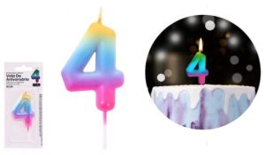 Vela de Aniversário Gradiente Multicolor Pastel 6Cm - Número 4