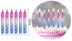 Conj. 6 Velas de Aniversário Multicolor 7.8Cm
