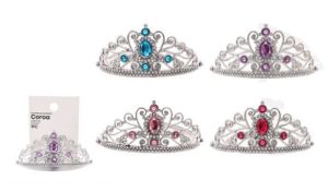 Coroa Prateada Roxa-Rosa-Azul-Rosa Fucsia