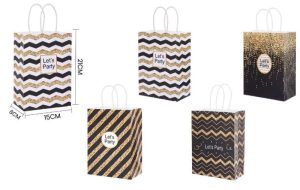Saco de Papel Preto/Dourado Let´s Party