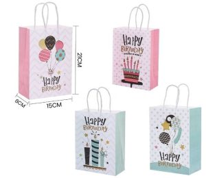 Saco de Papel Happy Birthday 21x15x8Cm