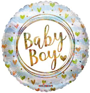 Balão Foil Redondo Holográfico Baby Shower 45Cm