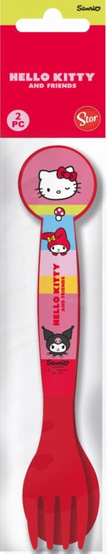 Conj. 2 Talheres (Colher e Garfo) Plástico Hello Kitty and Friends