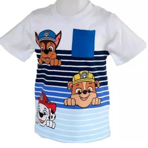 T-Shirt de Menino Manga Curta Branca Patrulha Pata Stripes