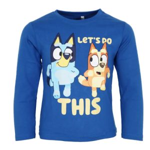 T-Shirt de Menino Manga Comprida Azul Escuro Bluey Let´s Do Blue