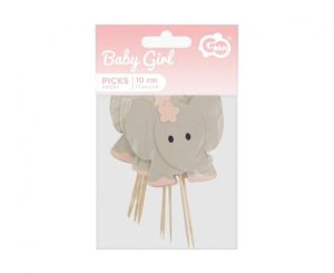 Conj. 10 Toppers Cupcake Decorativos Elefante Rosa