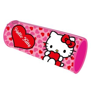 Estojo Simples Redondo Hello Kitty Hearts 23Cm