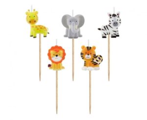Blister 5 Velas Animais Safari 3Cm (7Cm com Espeto)