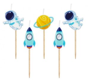 Blister 5 Velas Planetas-Astronauta 3Cm (7Cm com Espeto)