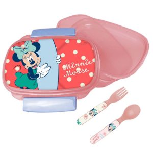 Lancheira + Conj. Talheres (Colher e Garfo) Minnie 18x12x6Cm - Summer