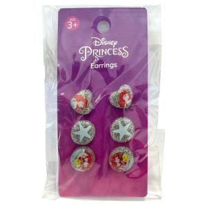 Conj. 3 Pares de Brincos Princesa Ariel Disney
