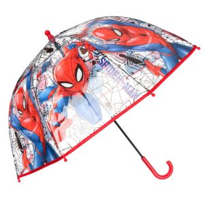 Guarda Chuva Manual Transparente Spiderman Web Power 45Cm