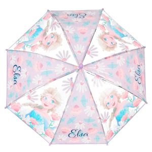Guarda Chuva Manual Transparente Disney Frozen Elsa Flowers 42Cm
