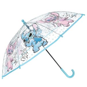 Guarda-Chuva Transparente Azul Stitch & Angel 72Cm