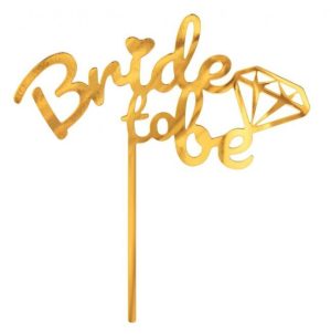 Topper Acrílico Dourado Bride to Be 16x15Cm