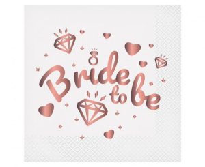 Conj. 20 Guardanapos Bride To Be 33x33Cm - Branco