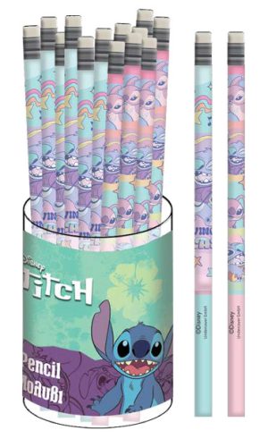 Lápis Grafite HB com Borracha Stitch e Angel Disney