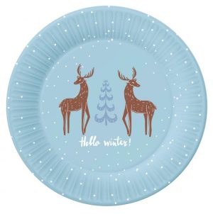 Conj. 6 Pratos Papel Blue Hello Winter 18Cm