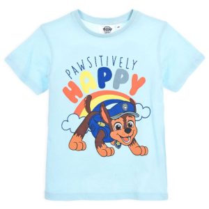 T-Shirt de Menino Manga Curta Azul Claro Patrulha Pata Pawsitively