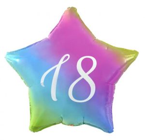 Balão Foil Rainbow Estrela 18 Anos 44Cm