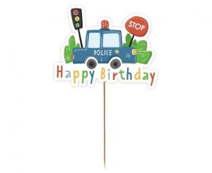 Topper Happy Birthday Police Stop 13x10.5Cm
