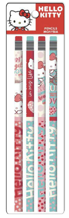 Blister 4 Lápis com Borracha Hello Kitty Sweetheart