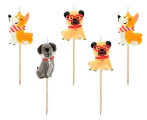 Blister 5 Velas Animais Cãezinhos 3Cm (7Cm com Espeto)