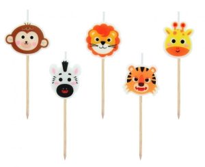 Blister 5 Velas Animais da Selva 3Cm (7Cm com Espeto)