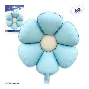 Balão Foil Flor Margarida Azul Celeste 60Cm