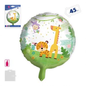 Balão Foil Redondo Animais da Selva 45Cm