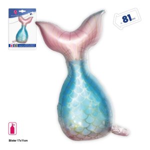 Balão Foil Cauda de Sereia Azul/Rosa 81Cm