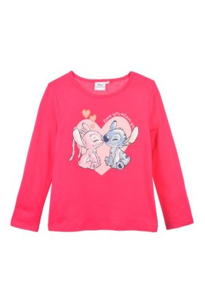 T-Shirt de Menina Manga Comprida Rosa Fúcsia Stitch Angel Love