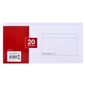 Blister 20 Envelopes Brancos 110x220mm Sem Janela 80Gr.