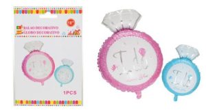 Blister 1 Balão Foil Forma de Anel I DO Rosa-Azul 45Cm