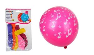 Blister 5 Balões Latéx Impressos Música Mix 30Cm