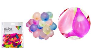 Blister 100 Balões Água Mix 13Cm
