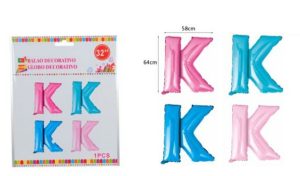 Blister 1 Balão Foil Letra K ~64Cm