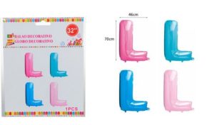 Blister 1 Balão Foil Letra L ~70Cm