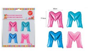 Blister 1 Balão Foil Letra M ~78Cm