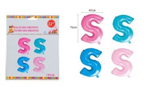 Blister 1 Balão Foil Letra S ~75Cm