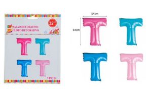 Blister 1 Balão Foil Letra T ~64Cm