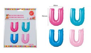 Blister 1 Balão Foil Letra U ~78Cm