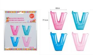 Blister 1 Balão Foil Letra V ~77Cm