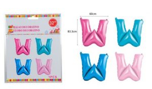 Blister 1 Balão Foil Letra W ~83Cm