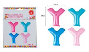 Blister 1 Balão Foil Letra Y ~64Cm